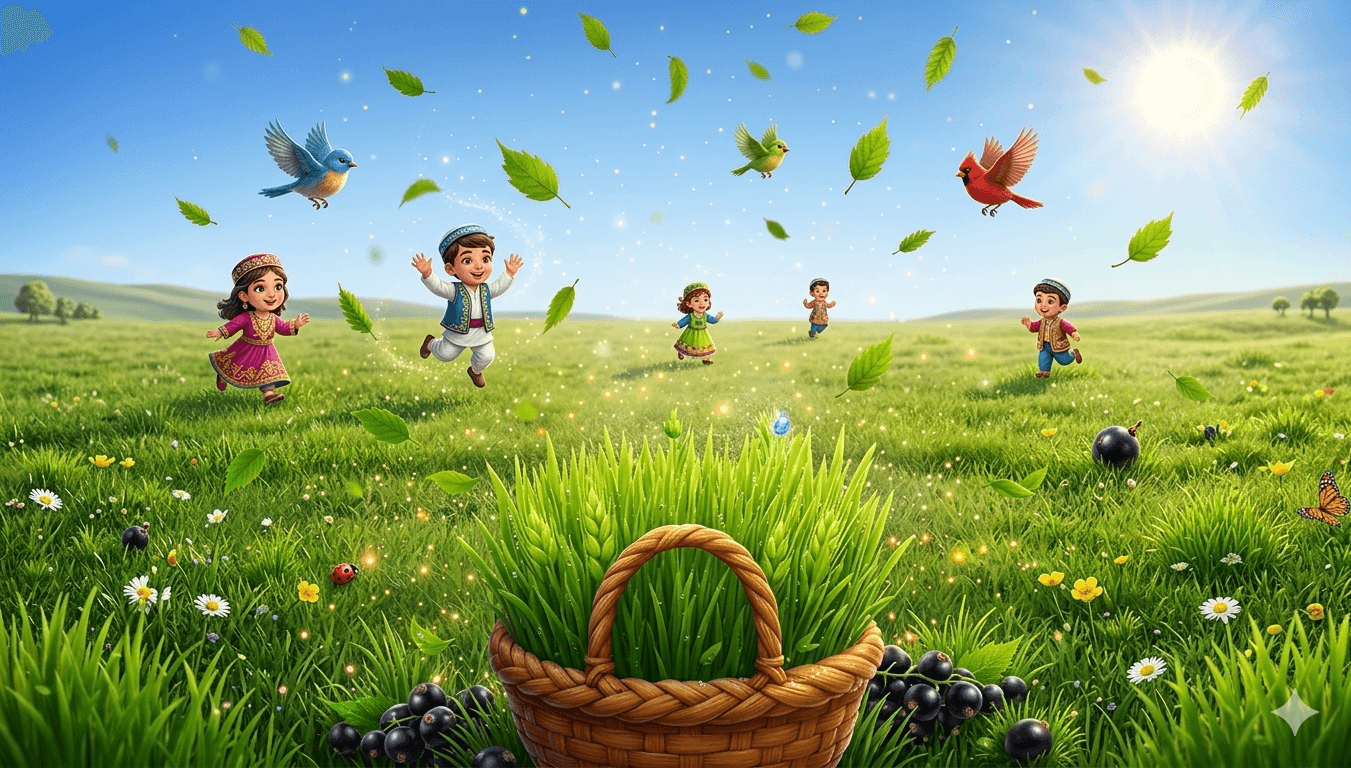 Иллюстрация игры Корзина и трава